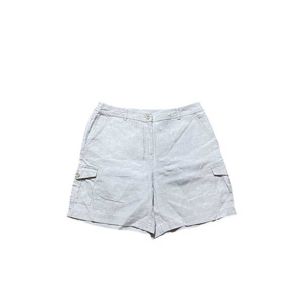 J.Jill Womens Linen Cargo Shorts Size 10 Light Gray - Picture 1 of 4